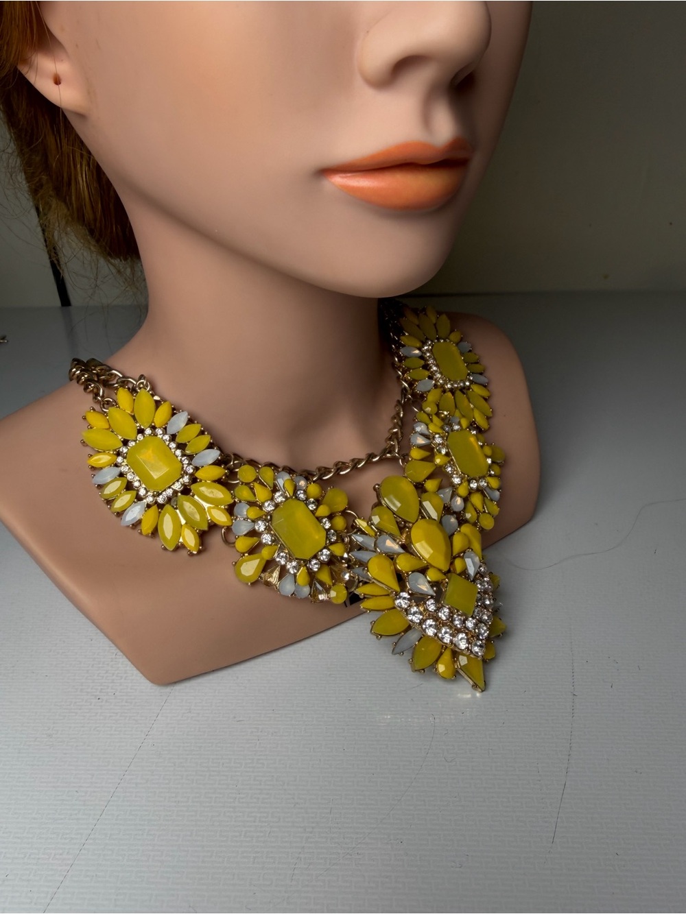 Yellow Floral Cluster Statement Necklace — Designer-Inspired Bib